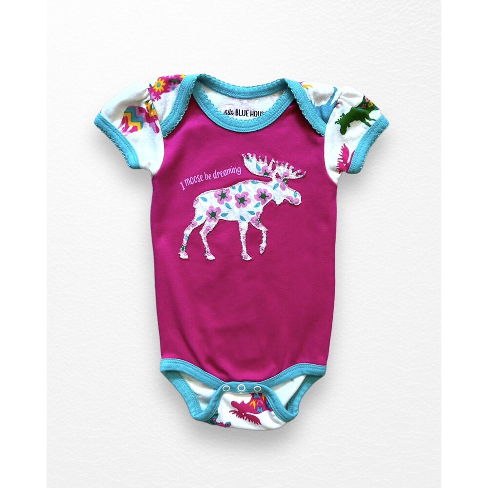 🌀Reduced!🌀Little Blue House (Hatley) Moose Bodysuit, 3-6 Months
